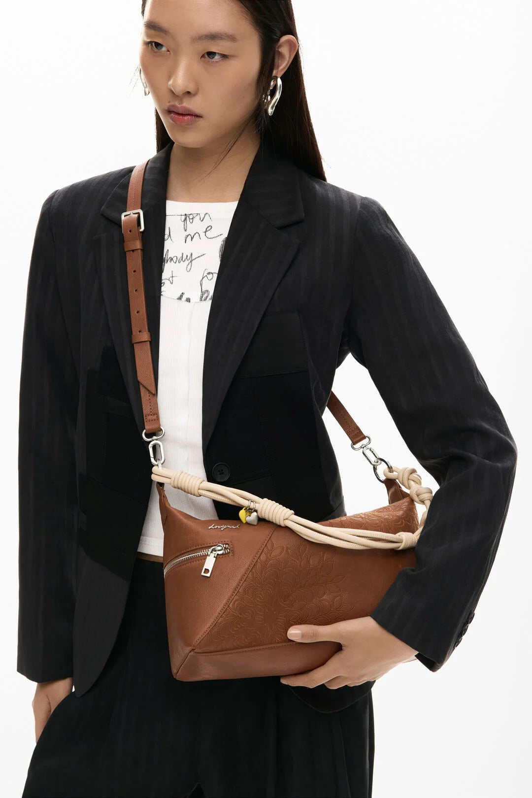Desigual - Brown Medium Embroidered Bag