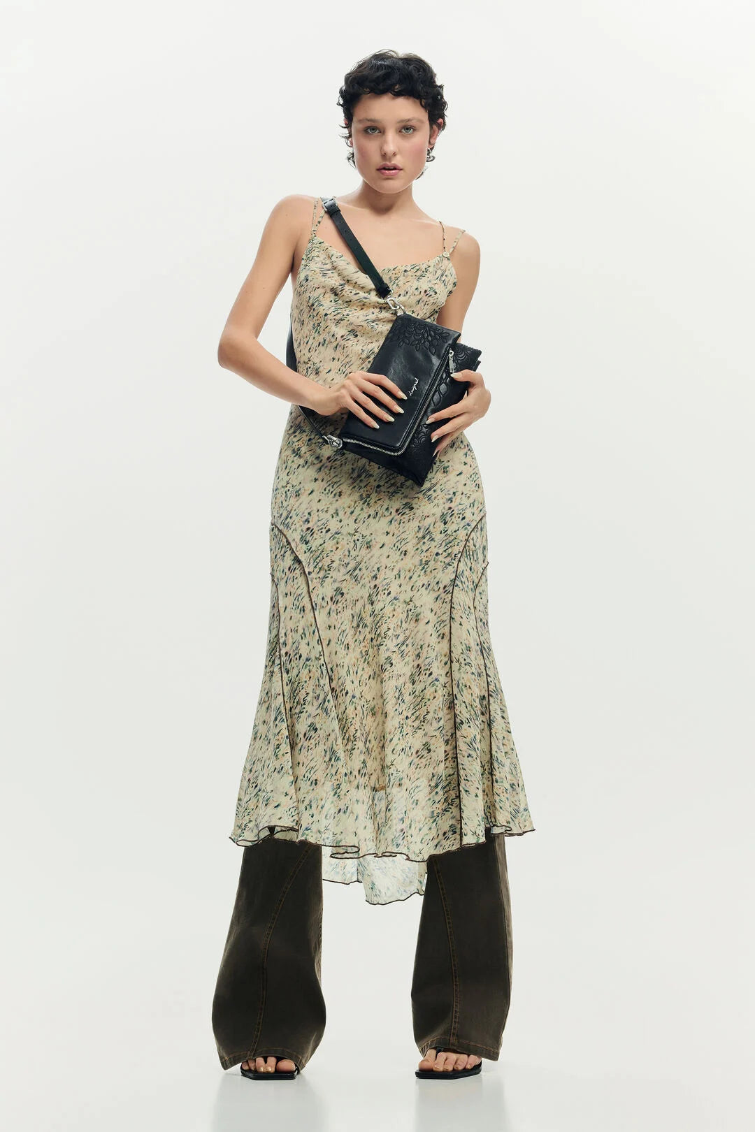 Desigual - Small Black Embroidered Flap Bag
