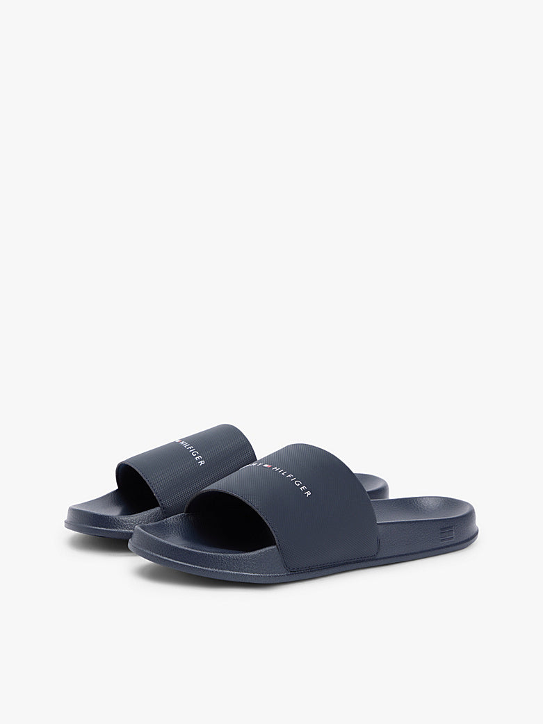 Tommy Hilfiger - Blue Textured Logo Slides