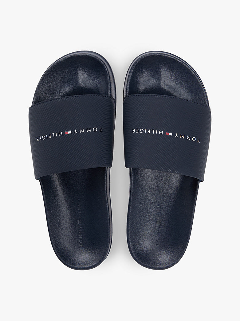 Tommy Hilfiger - Blue Textured Logo Slides