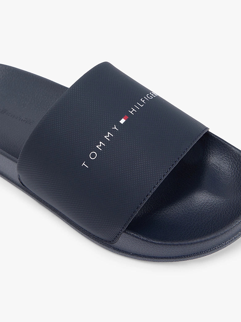 Tommy Hilfiger - Blue Textured Logo Slides