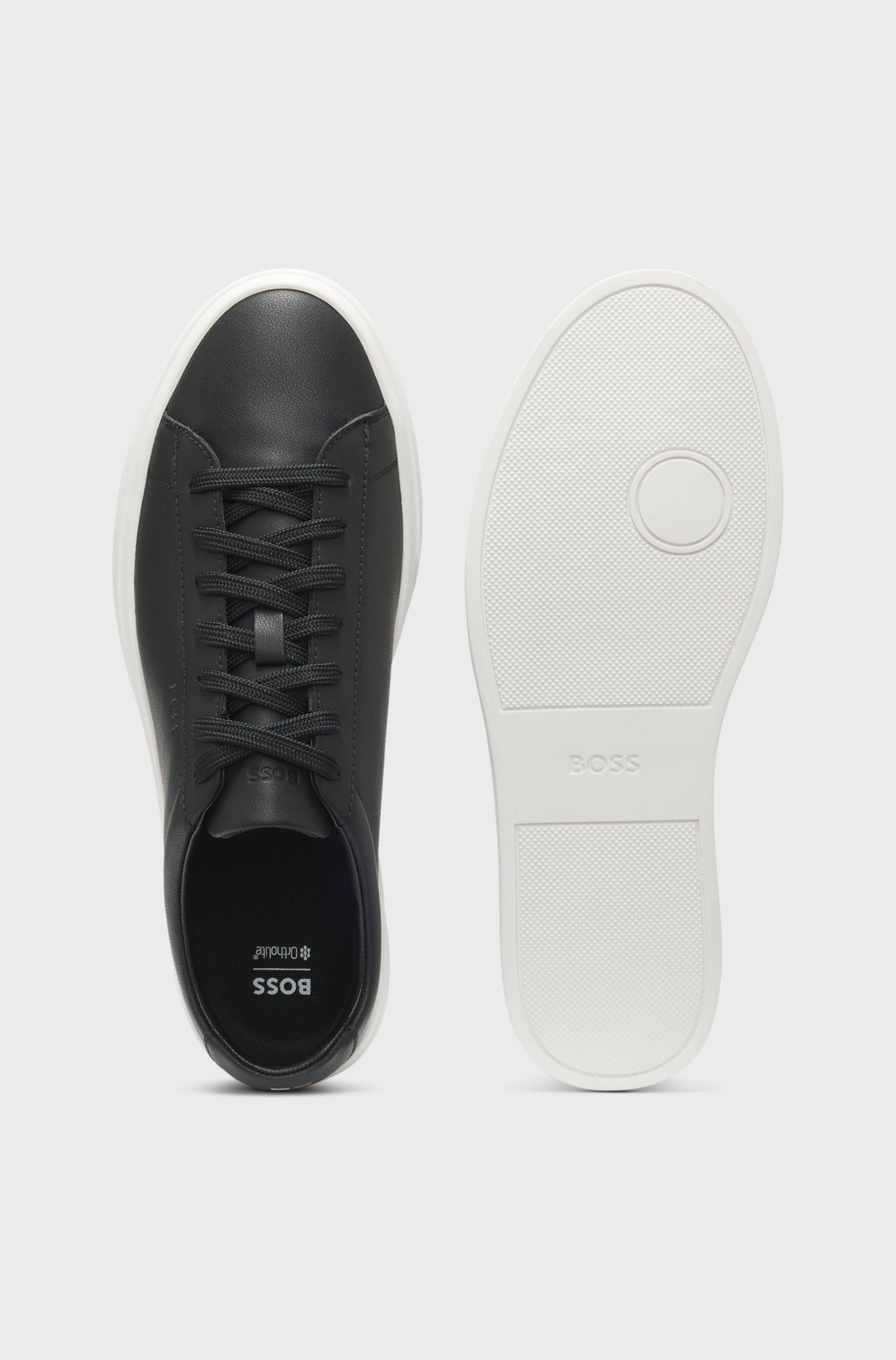 Boss - Leather sneakers with rubber soles