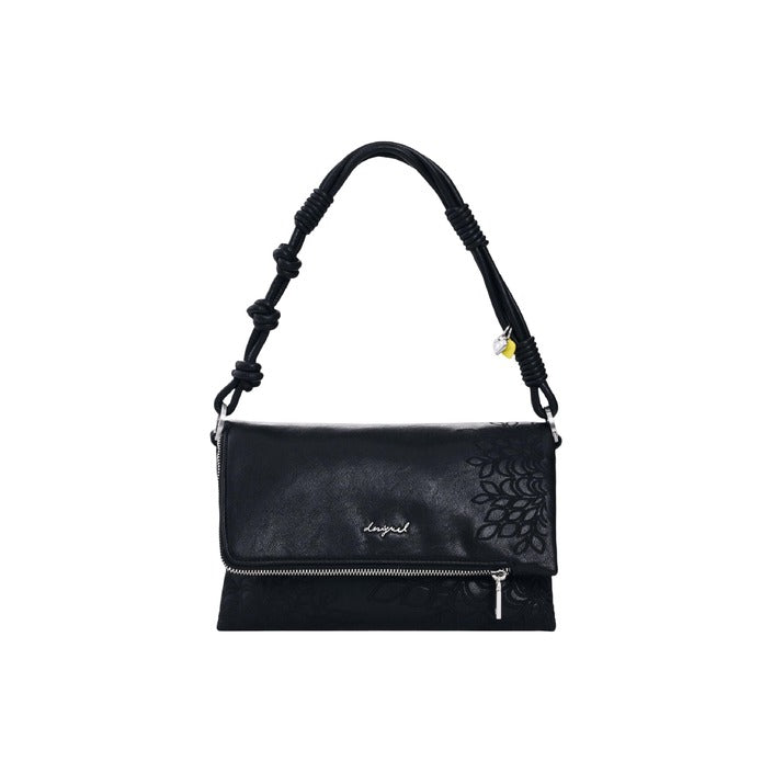 Desigual - Small Black Embroidered Flap Bag