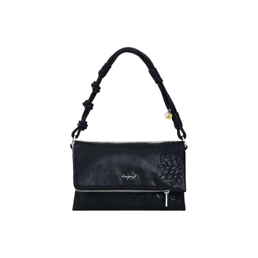Desigual - Small Black Embroidered Flap Bag
